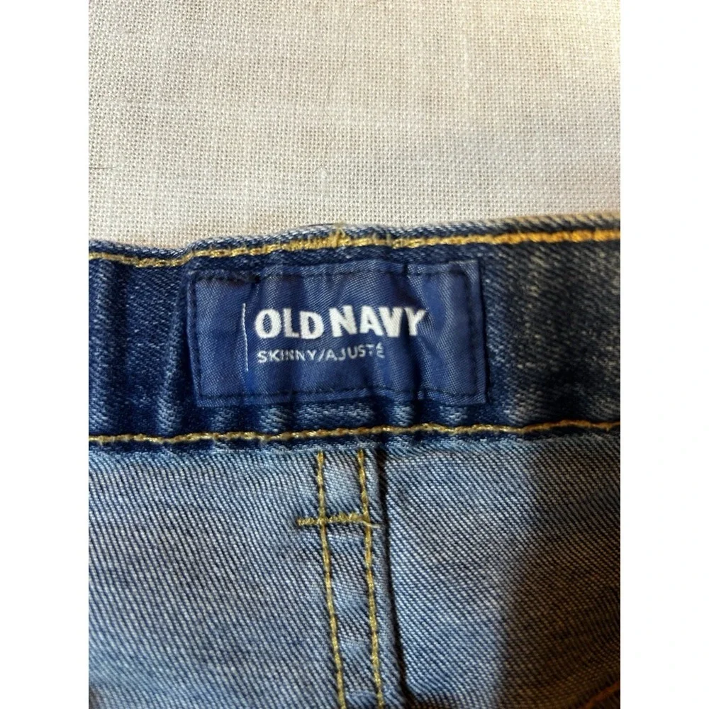 Old Navy Skinny Jeans Boys Size 16 Distressed Adjustable Waist Light Wash‎ Denim